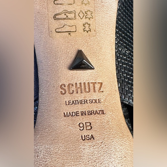 SCHUTZ Quereda Women’s Silver Metallic Heeled Leather Sole Mules Size 9B - Picture 8 of 12